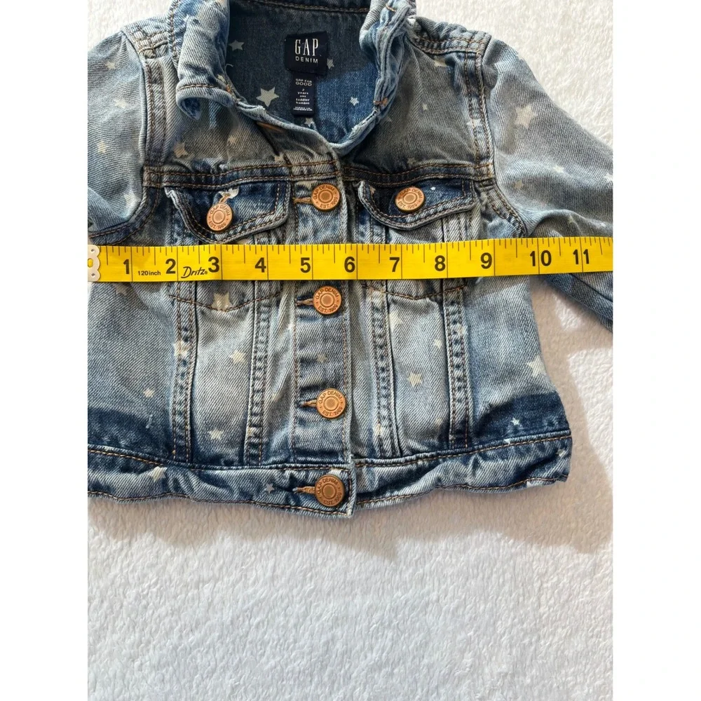 GAP Denim Jacket Toddler Stars Light Wash Button Front Kids Size‎ 2